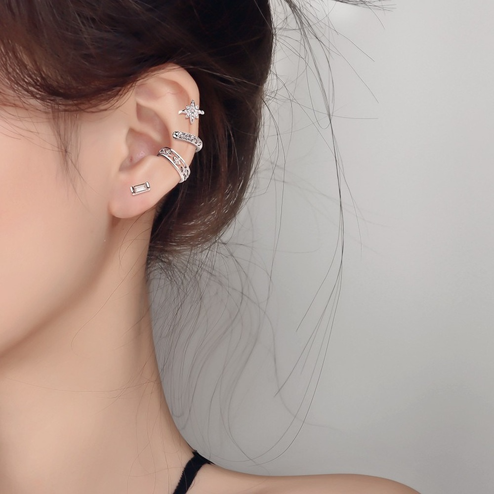 Bông tai thời trang khảm đá nhiều lớp giản đơn kiểu Hàn Quốc hợp thời trang