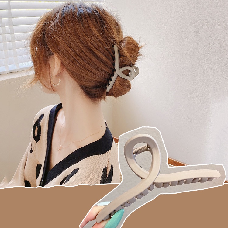 Kẹp tóc càng cua Hàn Quốc nữ đẹp hottrend nhám cỡ size lớn iLita cặp búi tóc dễ thương cào 10, 14 răng màu nâu nhạt