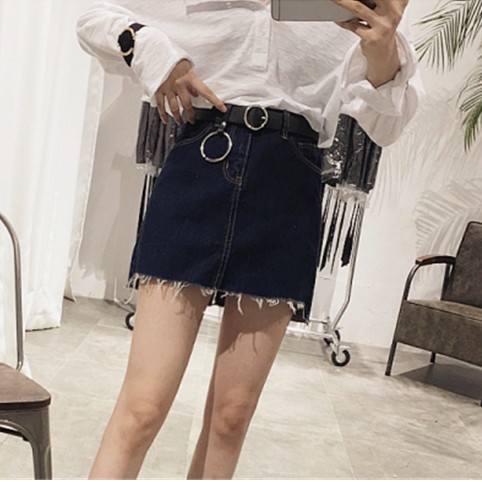 Dây lưng bằng da pu màu đen phối vòng kim loại phong cách hàn quốc cổ điển thời trang dễ phối đồ