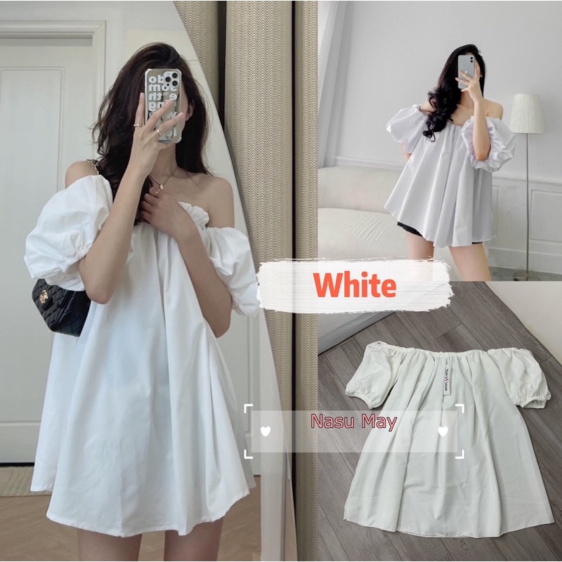 Áo trễ vai, áo hở vai babydoll nữ đẹp bèo tay phồng rộng dễ thương, mặc đi chơi, s