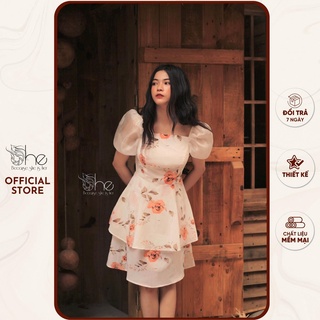 Lilianna Dress - Đầm hoa tay phồng bóng SDX68