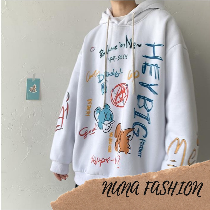 Áo Hoodie nam nữ phong cách Hàn Quốc oversize, Áo Sweater nỉ siêu đẹp form rộng Unisex dài tay NUNA FASHION HD01