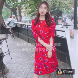 VÁY HOA ĐỎ MANGO AUTHENTIC