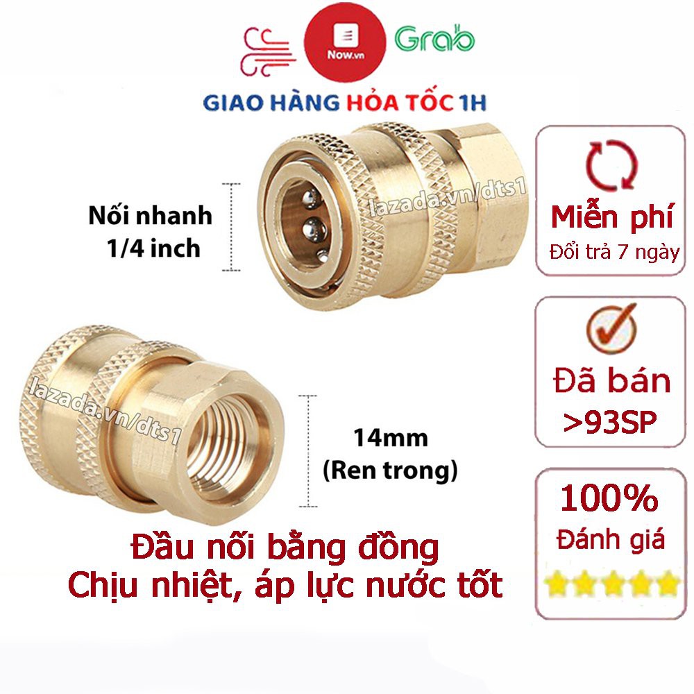 Đầu nối nhanh cho béc súng xịt của máy rửa xe ren trong 14mm