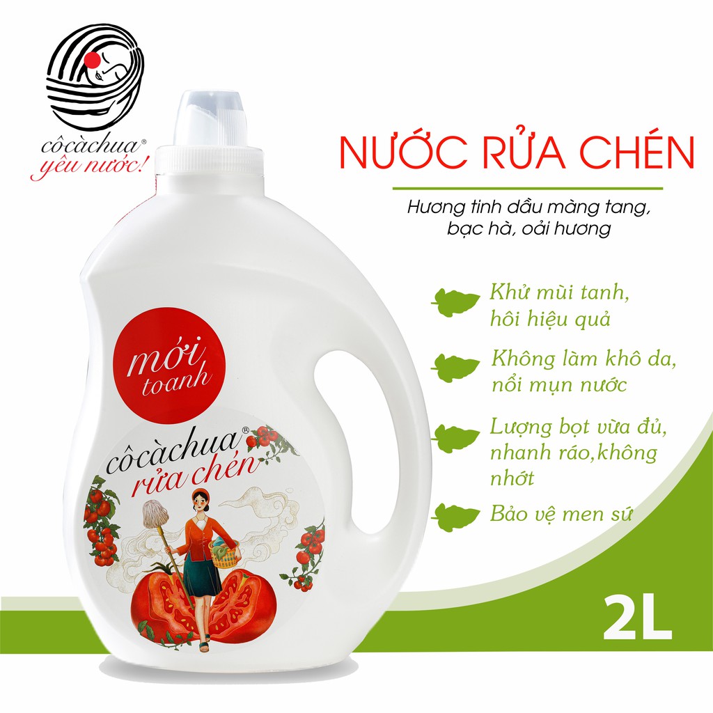 Nước Rửa Chén Sinh Học Cô Cà Chua Mới Toanh 2L An Toàn Cho Bé Bảo Vệ Da Tay