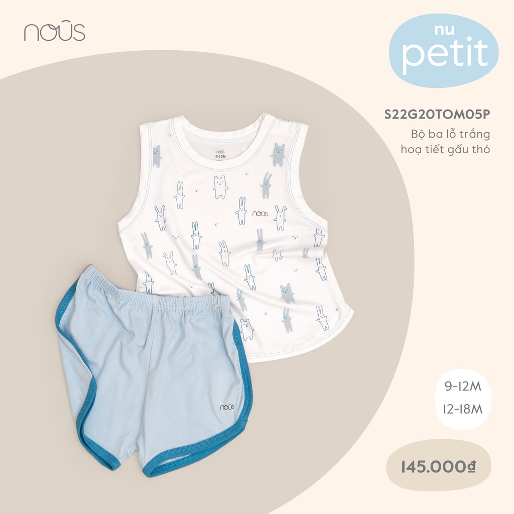 Bộ Quần Áo Ba lỗ Nous bé trai bé gái- Chất Liệu Nu Petit