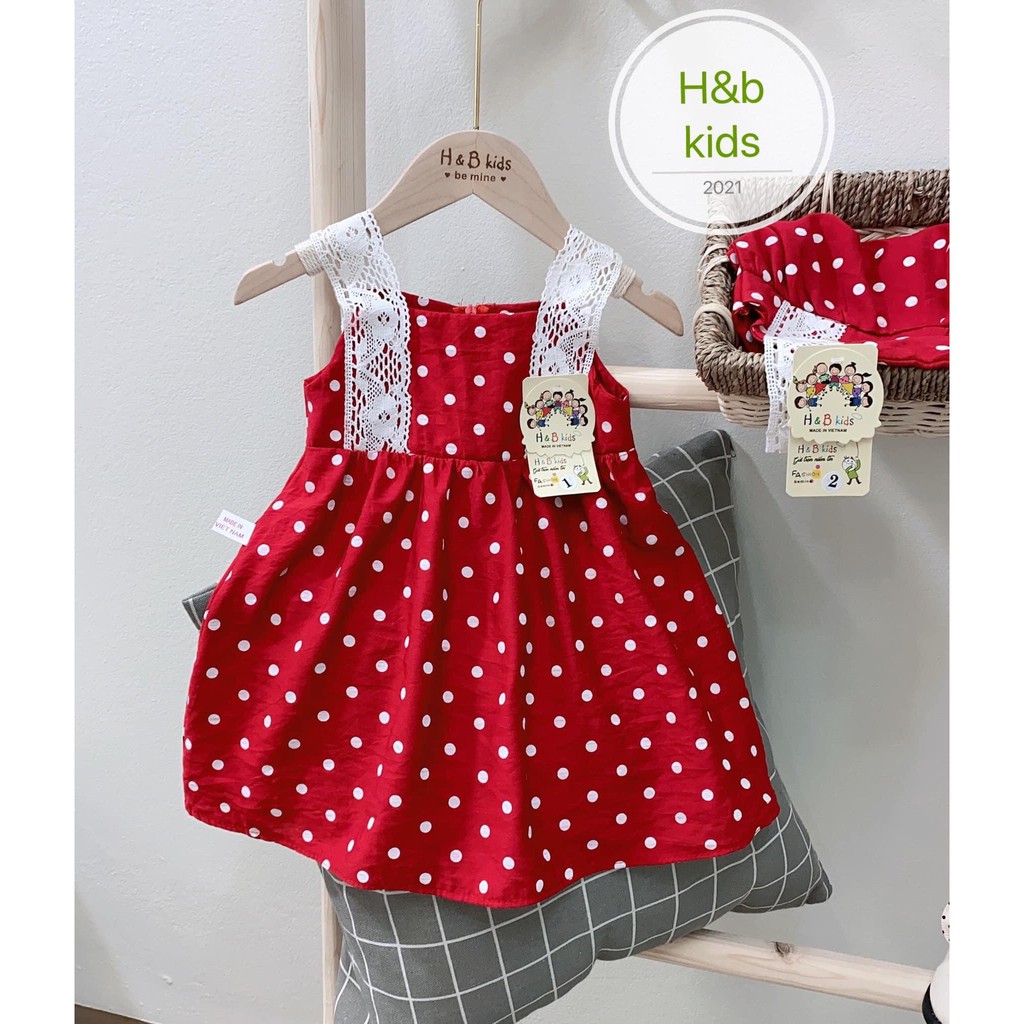 VÁY CHẤM BI REN ĐỎ CHO BÉ GÁI TỪ 10-20KG