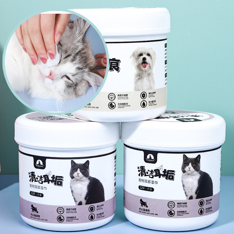 Khăn Ướt Lau Ghèn Mắt &amp; Vết Ố Cho Chó Mèo Loại Mới Taotaopet (130 miếng / 1 hộp )