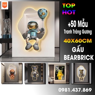 [KÍCH THƯỚC 40X60CM] Tranh Gấu Bearbrick Tráng Gương Cao Cấp, Kaws Toy Treo Tường /game/ Gaming / Robot/ Siêu Anh Hùng