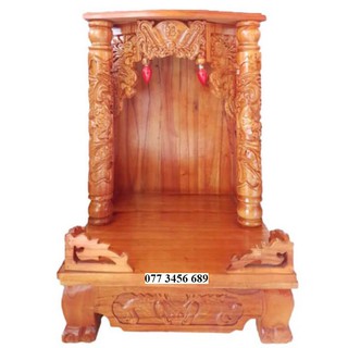 Bàn thờ thần tài ông địa gỗ xoan ngang 48cm quỳ trụ