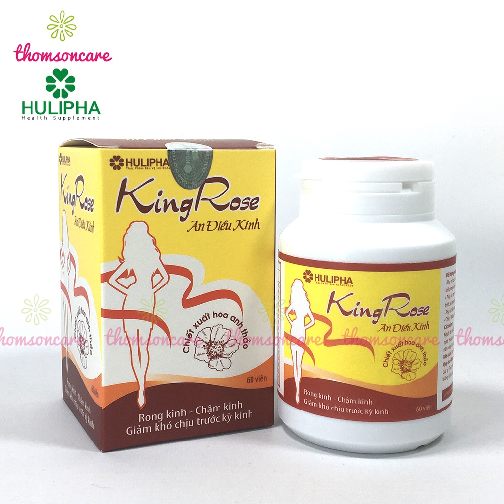 Kingrose An Điều Kinh điều hòa, giảm rối loạn kinh nguyệt từ thảo dược Lọ 60 viên King Rose từ cao ích mẫu