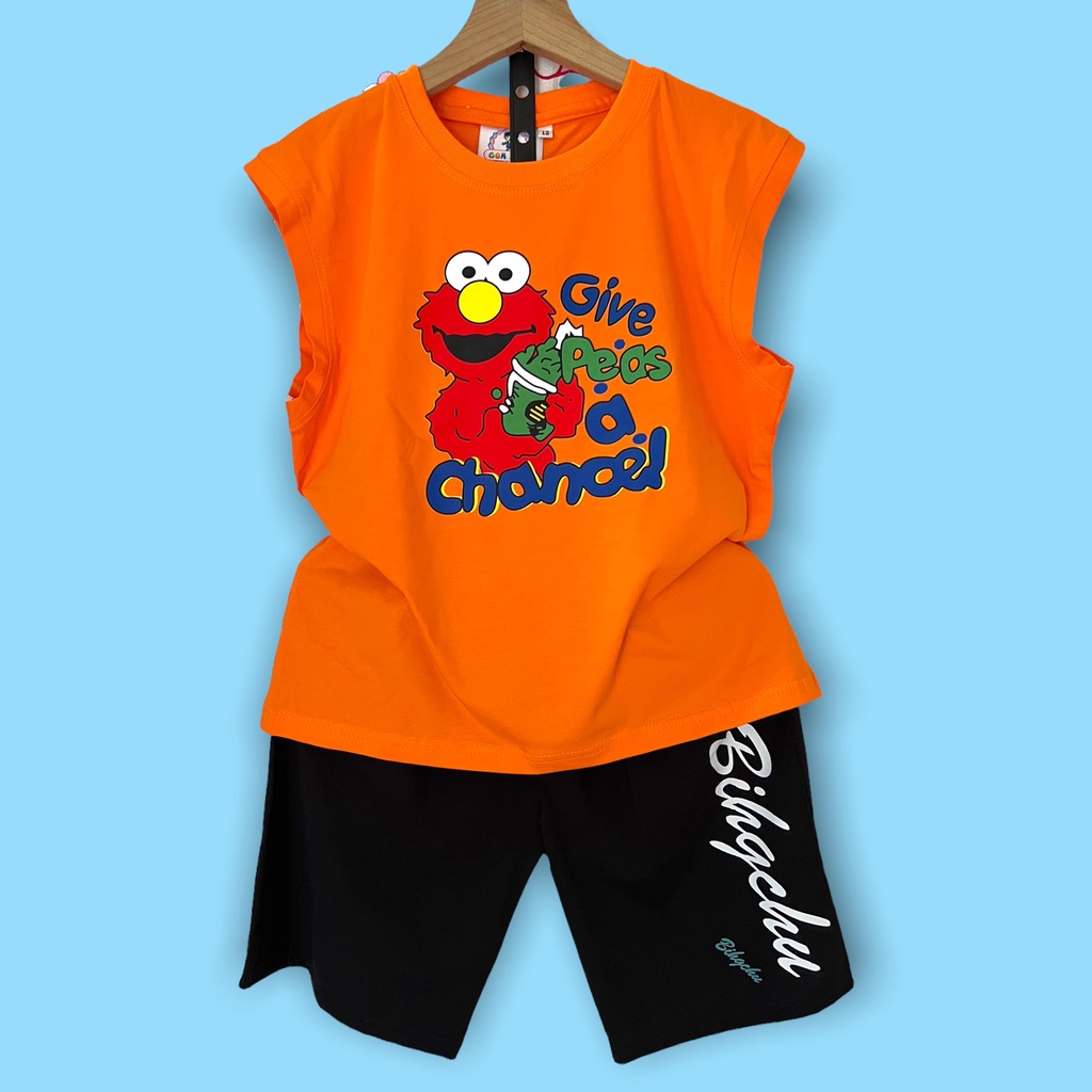 Đồ bộ bé trai Con Xinh cotton sát nách hình in chú ếch Chanoel,thời trang mùa hè dành cho trẻ em từ 4 đến 10 tuổi