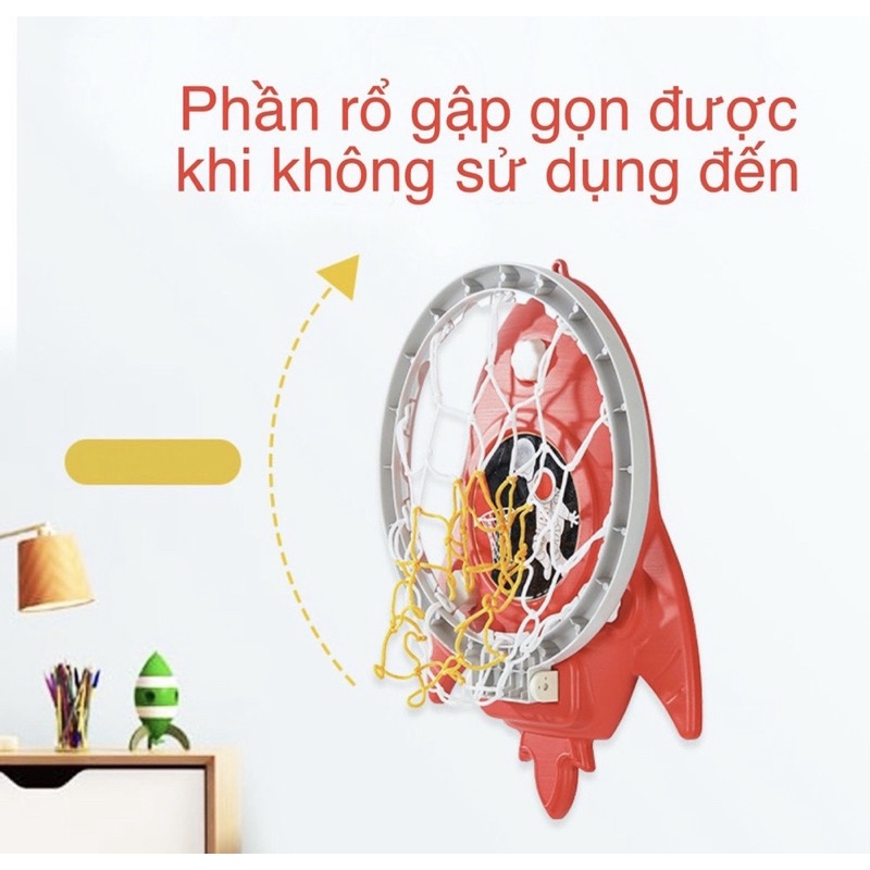 Đồ chơi bóng rổ treo tường kèm bóng, bóng rổ gắn cửa cao cấp dễ dàng điều chỉnh độ cao phù hợp với trẻ