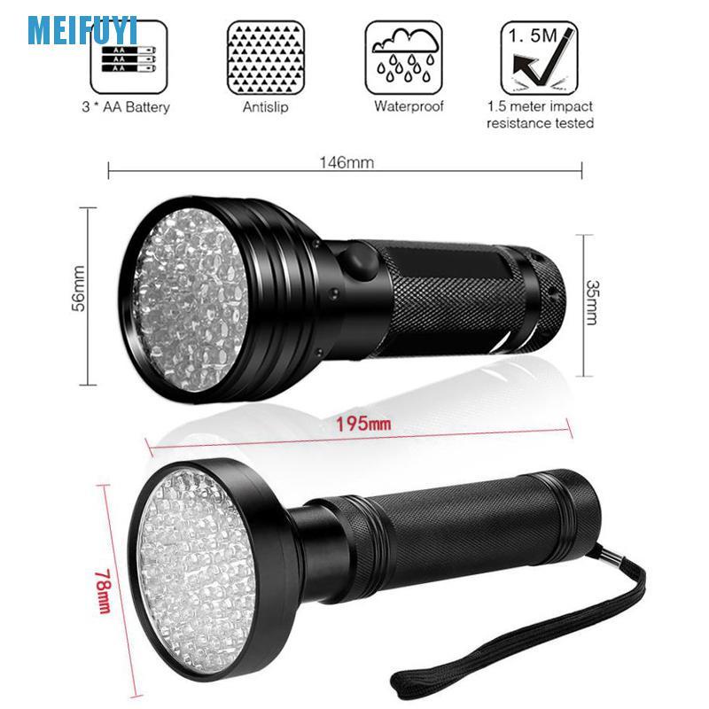 Đèn pin tia cực tím 51/ 100 bóng Led Uv 395nm 439v vỏ màu đen