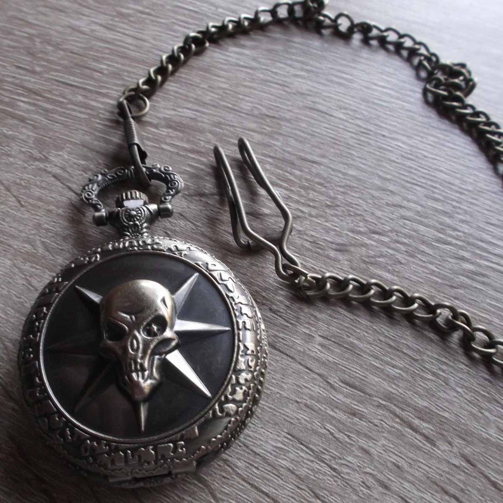 Đồng Hồ Quả Quýt Hình Đầu Lâu Bằng Đồng Phong Cách Steampunk