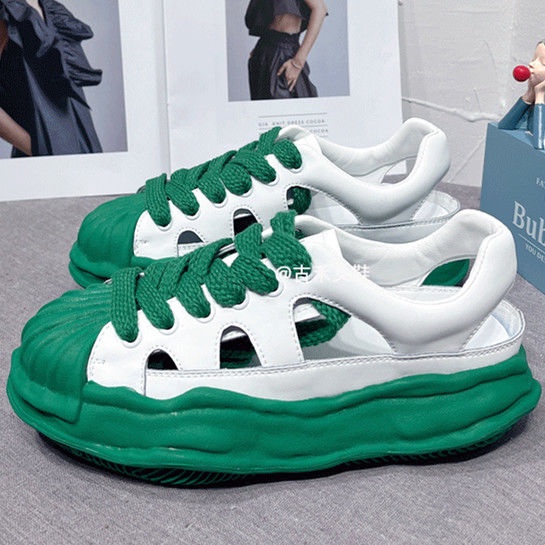 Jiashucheng Hàng Có Sẵn Giày Sandal Hở Ngón Đế Dày Khoét Lỗ Thoáng Khí Phong Cách Mới Mùa Hè Dễ Phối Đồ Cho Nữ