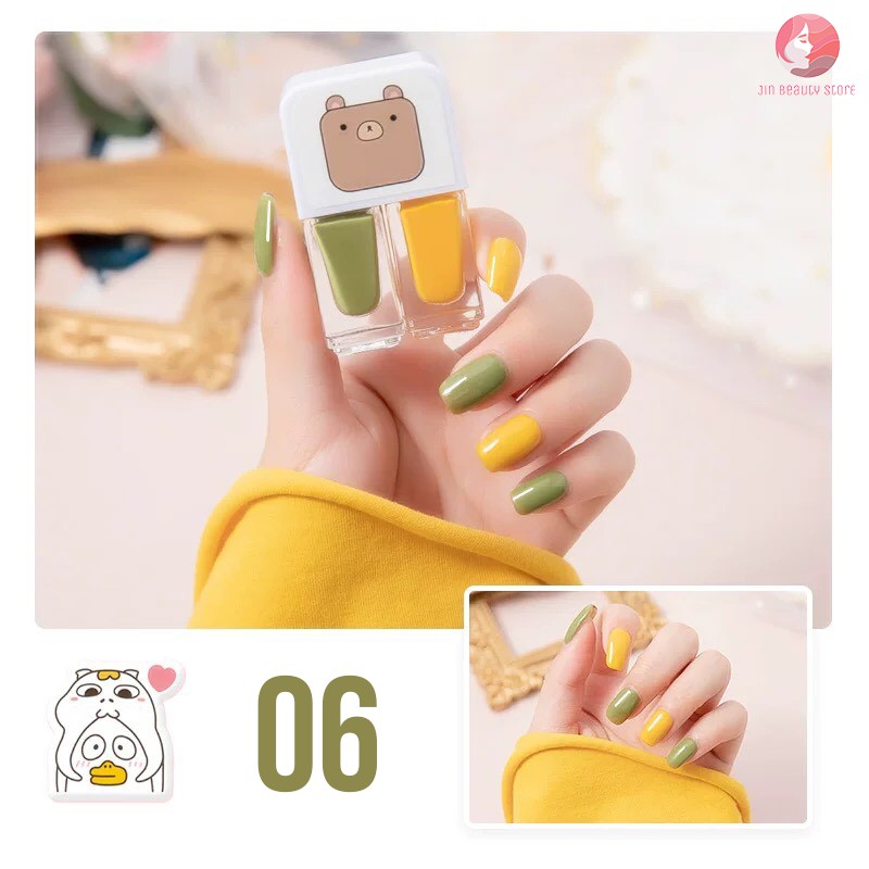 Sơn móng tay mini, bộ 2 chai, màu hot trend, lên màu chuẩn, nhanh khô, dễ chăm sóc