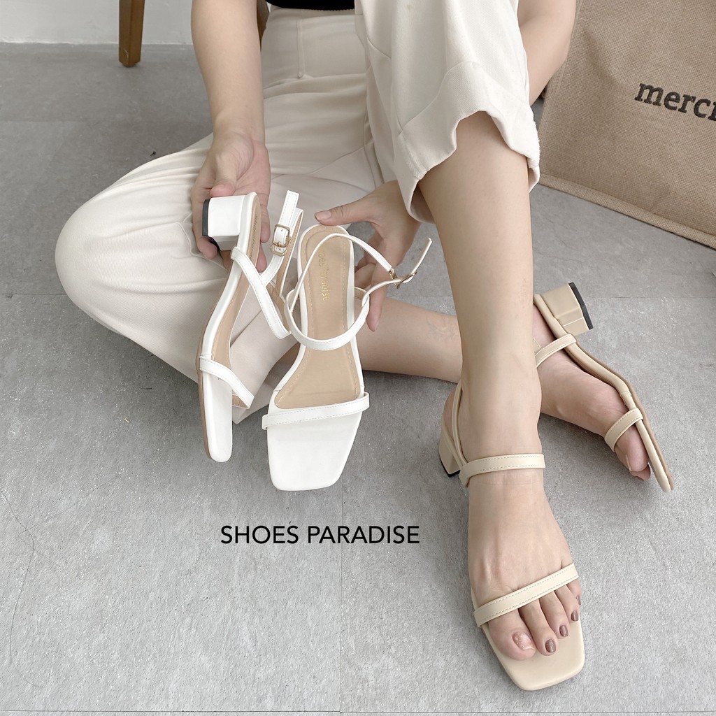 GIÀY CAO GÓT HAI QUAI MẢNH GÓT VUÔNG CAO 3F SHOES PARADISE