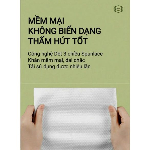 Khăn Mặt Khô Đa Năng Beibeirou Hữu Cơ Organic 100% Dùng Một Lần, Bông tẩy trang khô túi XANH NGỌC cotton dạng cuộn