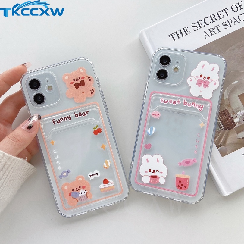 Ốp Điện Thoại TPU Silicon Mềm Hình Gấu / Thỏ / Gấu Có Ngăn Đựng Thẻ Cho Realme C35 C21Y C25Y Narzo 50A Prime 8 Pro 9i 6i 5i 5 5s