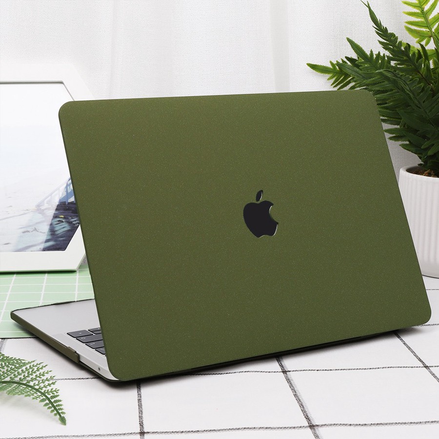 Ốp Macbook, Case Macbook Màu Xanh Rêu (Tặng Nút Chống Bụi, Kẹp Chống Gẫy Sạc)