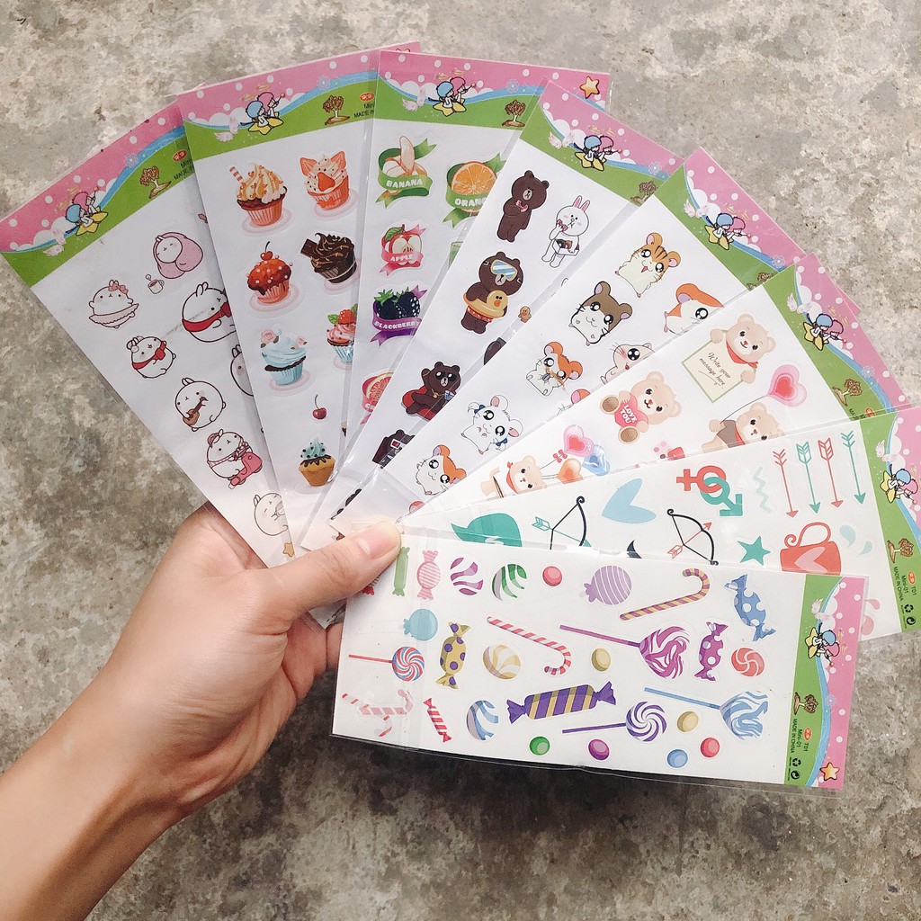 Sticker pilu Dán Hoạt Hình rẻ nhiều trang trí sổ nhật kí