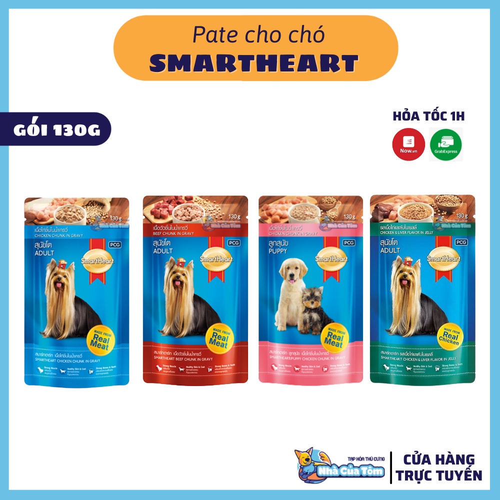 [Gói 130g] Pate Smartheart Thơm Ngon Cho Chó - Nhiều Hương Vị Hấp Dẫn Cho Chó Kén Ăn