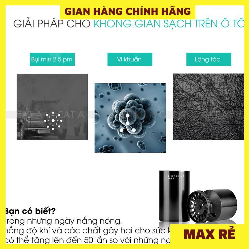 Máy lọc không khí mini cao cấp PURERAINS - Máy lọc không khí dành cho xe hơi, ô tô, phòng ngủ