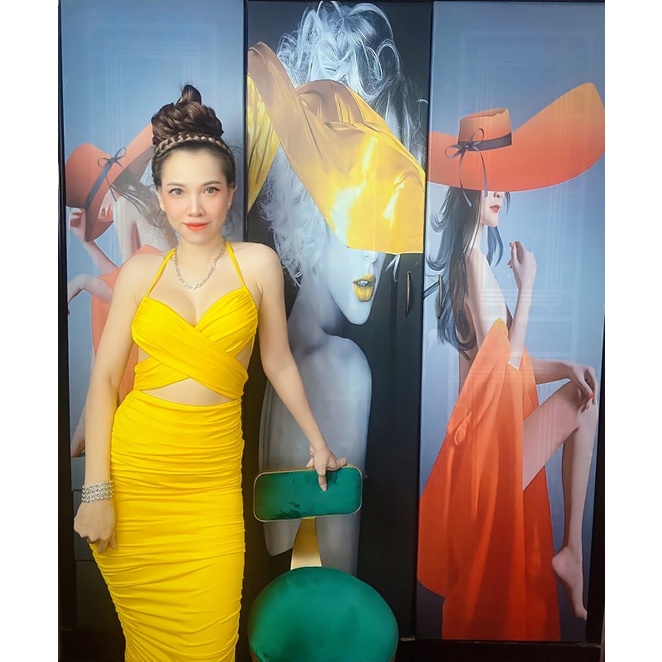 Đầm body thun co giãn, màu vàng tôn da, đẹp xuất sắc luôn ạ😍3.65