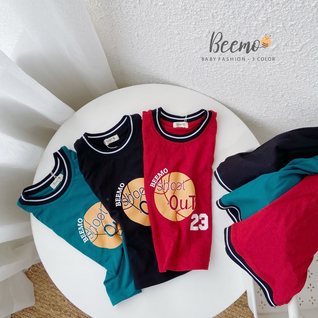 Bộ cotton ba lỗ phong cách thể thao cho bé trai, bộ khoét nách mềm mát