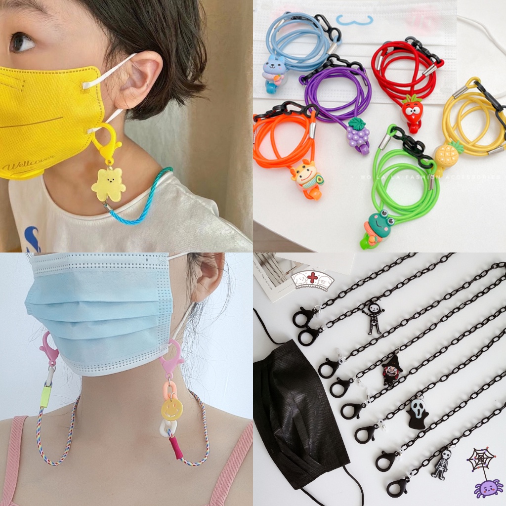 Dây Đeo Khẩu Trang Hình Mặt Cười Hoạt Hình Phong Cách Hàn Quốc Dành Cho Trẻ Em