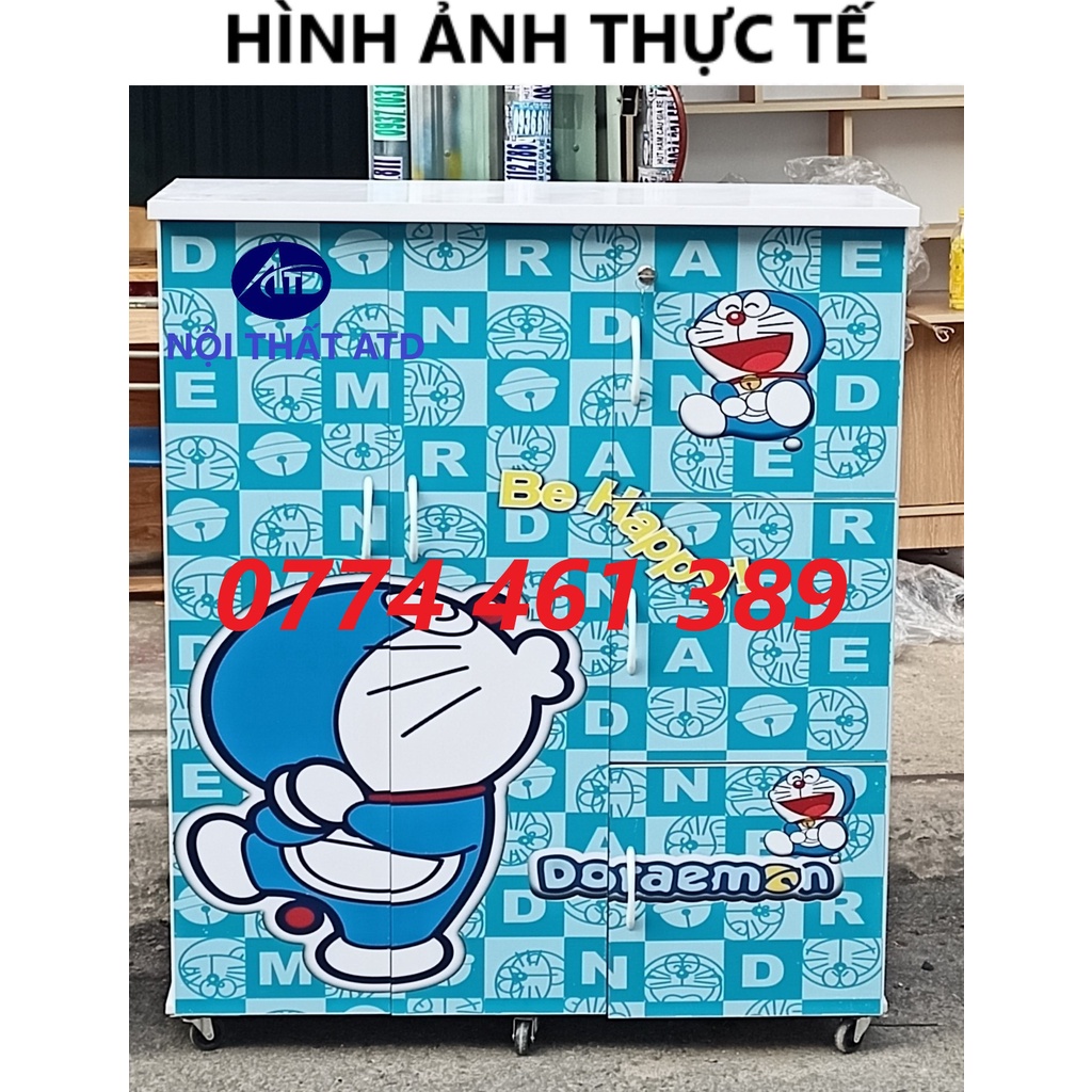 Tủ nhựa cho bé 2 cánh 1m2 - tủ nhựa đài loan giá rẻ đựng quần áo hình Doraemon-BH 1 năm-ship nhanh HCM BD