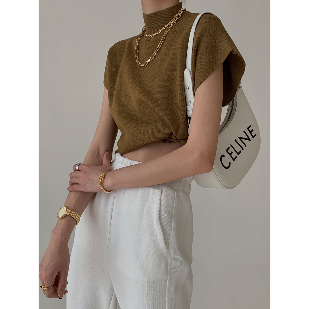 DUNEA Áo dệt kim cổ lọ thời trang quyến rũ cho nữ