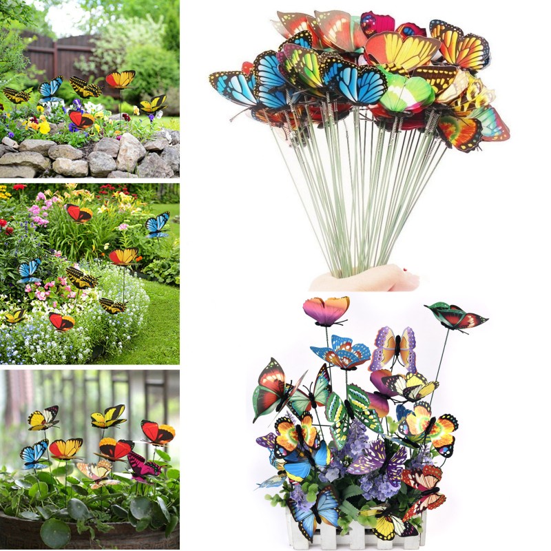 Set 50 Bươm Bướm Giả Nhiều Màu Trang Trí Sân Vườn