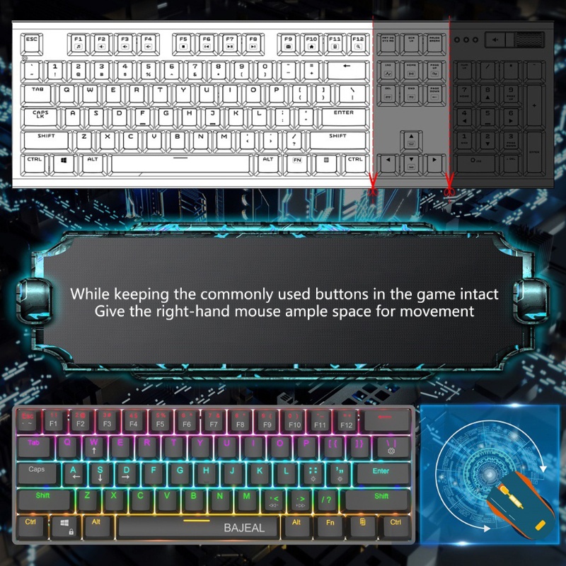 Bàn Phím 61 Phím Siêu Tĩnh Cho Game Thủ