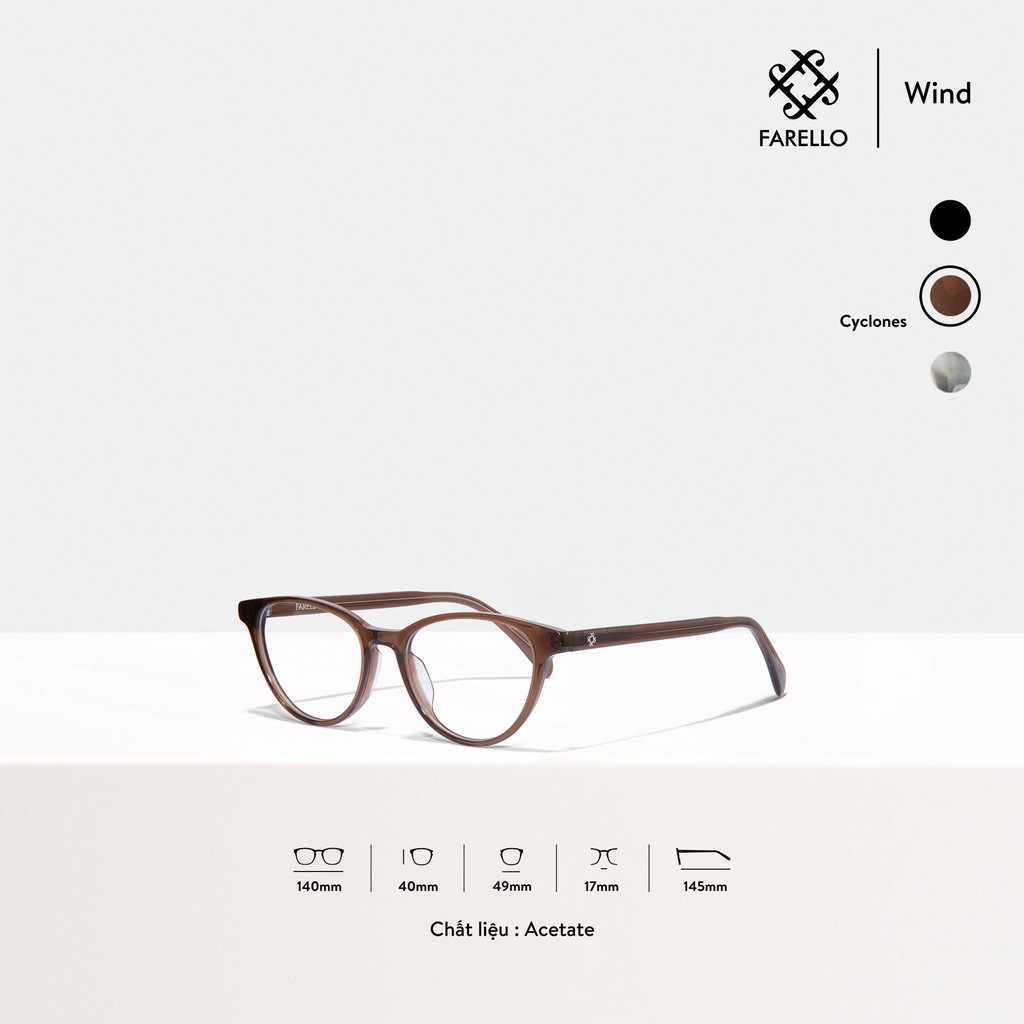 Gọng kính nữ cao cấp FARELLO Wind mắt mèo Acetate thiết kế tinh tế màu sắc thời trang