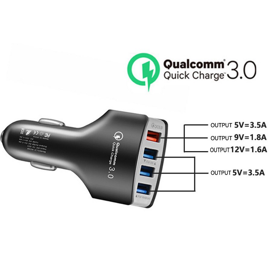 Tẩu Sạc Nhanh Ô Tô 4 cổng USB 3.5A Cốc Sạc Nhanh Quick Chagre 3.0 Xe Hơi BKS-4U Xịn Bảo Hành 12 Tháng