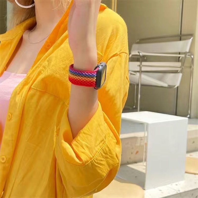 Dây đeo đồng hồ co giãn có thể điều chỉnh cỡ 44mm 40mm 38mm 42mm 41mm 45mm thích hợp cho iWatch series 3 4 5 se 6 7