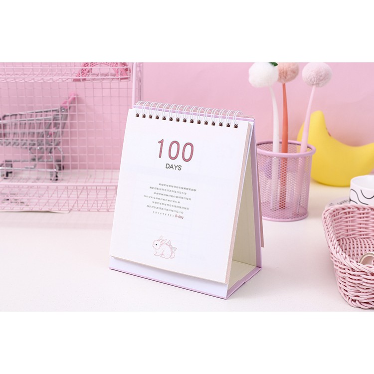 Sổ Kế Hoạch Lò Xo 100 Ngày - 100 Days Daily Planner Notebooks -Chuột Hamster (19 x 15 cm)