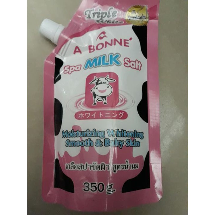 [Hàng Cty] [Hàng chuẩn] Muối ABONNE Spa Milk salt tắm trắng, tẩy tế bào chết 350g (Nhập Khẩu Thái Lan)