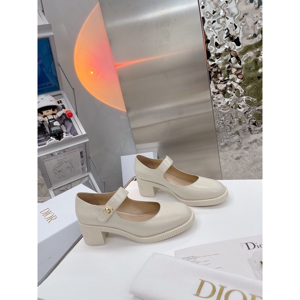 Giày da nữ đế tăng chiều cao mũi bo tròn da cao cấp dior CD