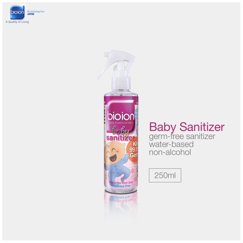 Chai Xịt BIOION BABY GERM -FREE SANITIZER - Sạch Vi Khuẩn, Không Cồn, Không Mùi Hương Cho Em Bé 250ML