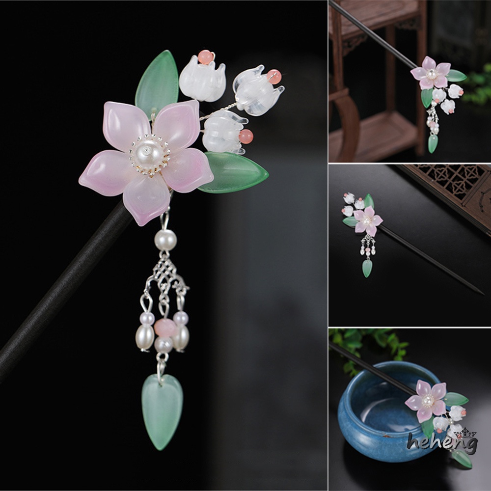 Trâm Cài Tóc Bằng Gỗ Đính Hoa Tua Rua Phong Cách Trung Hoa Cổ Điển Ngọt Ngào Dành Cho Sườn Xám