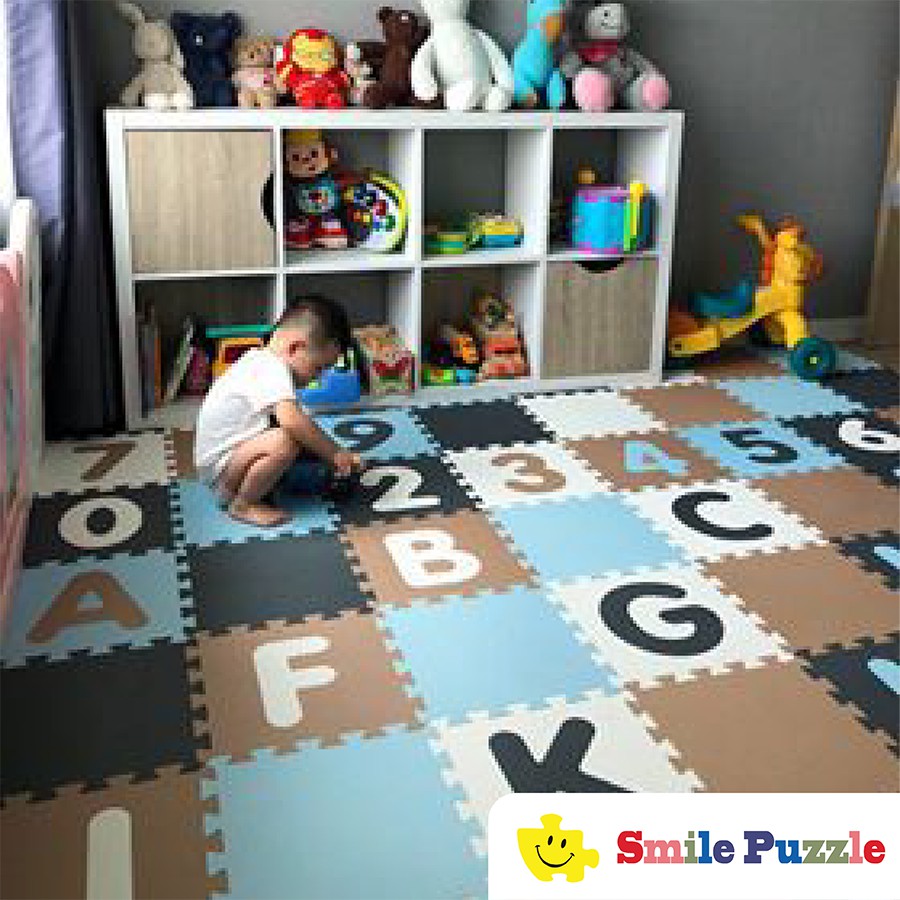 Thảm Xốp Cho Bé Smile Puzzle - Chữ Số +  Đơn Màu  Không Mùi - Tiêu Chuẩn Châu Âu