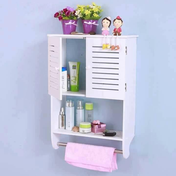 Tủ nhà tắm treo ( dán)  tường 2 cánh nhỏ - Kệ lắp ráp treo (dán) tường nhà tắm ( 60x40x15cm)- VIENDONG ADV