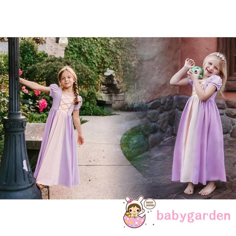 Đầm Công Chúa Tay Phồng Ngắn Eo Cao Thời Trang Xinh Xắn Cho Bé Gái