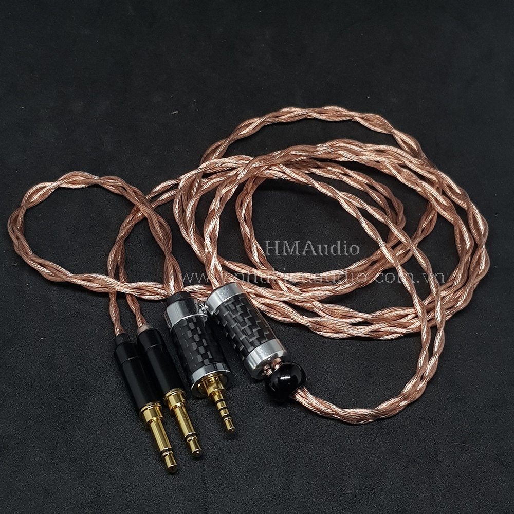 Dây tai nghe đồng 7NOCC Litz 23AWG tết 4 1.25mm - Hifiman Dual 3.5mm - Ananda Arya Susvara Sundara