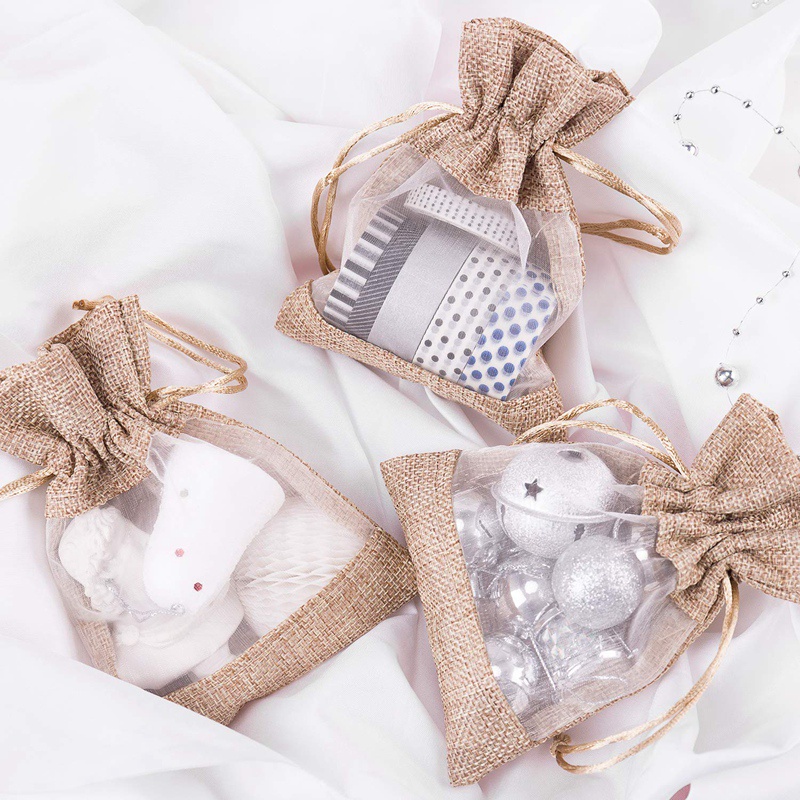 Set 20 Túi Dây Rút Bằng Vải Bố Kích Thước 4X5.5 Inch