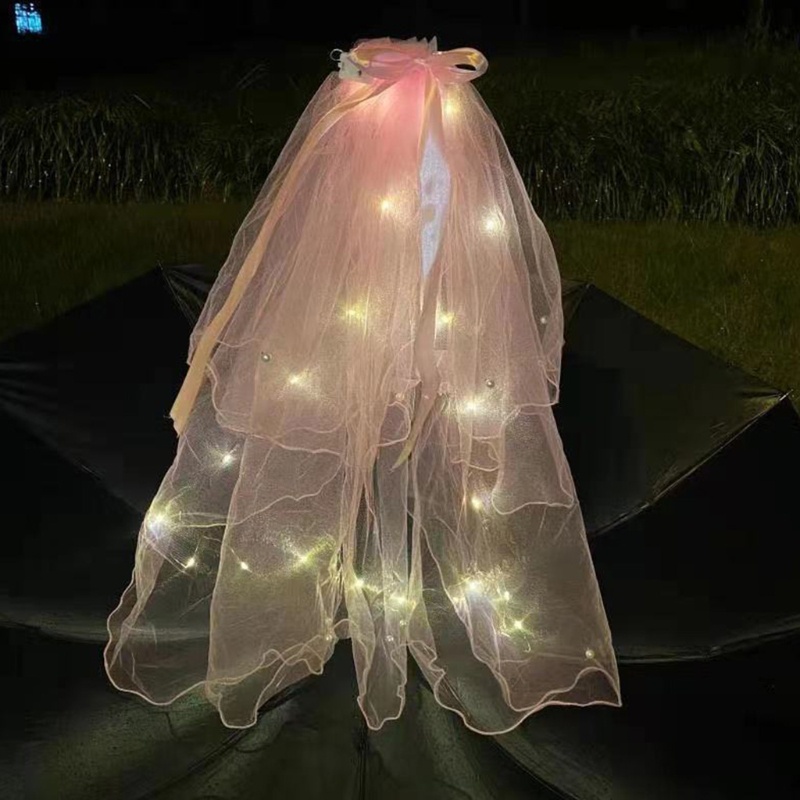 Mạng che mặt cô dâu 2 tầng có đèn led