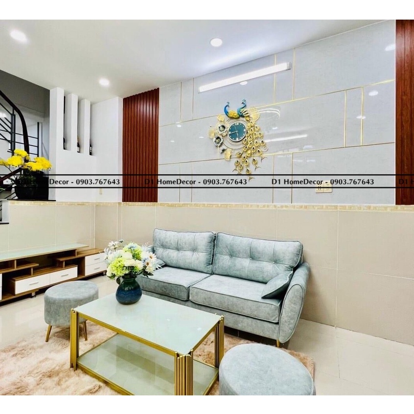 Đồng Hồ Treo Tường Con Chim Công Tài Lộc Chính Hãng D1 Home Kim Trôi Trang Trí Tường Decor- 21